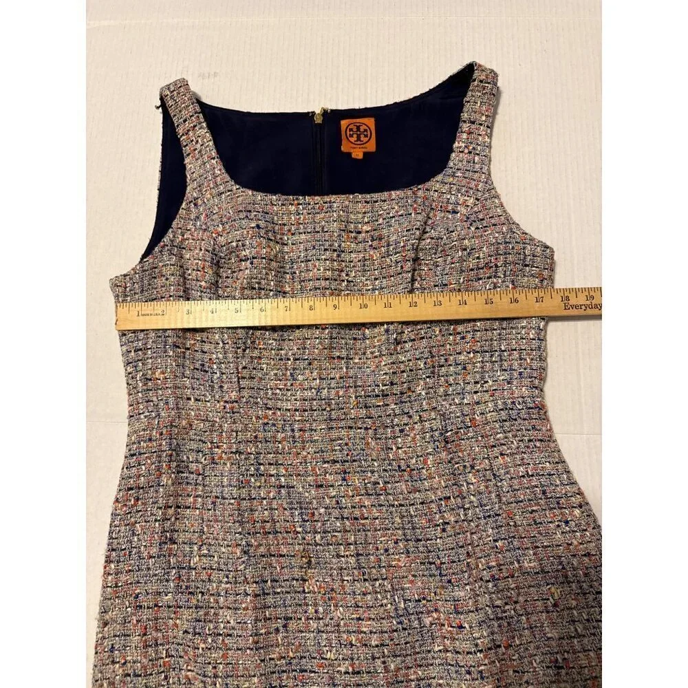 Tory Burch Emma Knotted Tweed Sleeveless Midi Lined Dress Size 12 - Picture 11 of 16